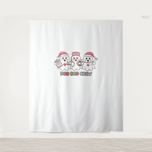 Boo Boo Crew Christmas, Ghost Nurse Oversized T-Sh Tapestry (Front)