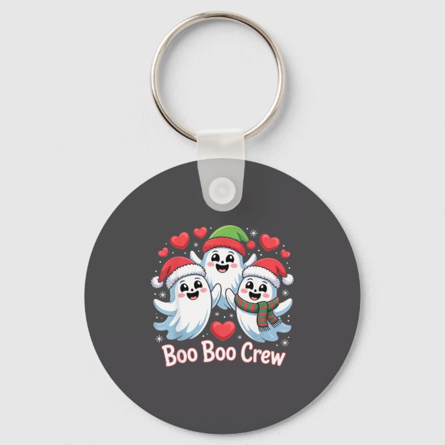 Boo-boo Crew Christmas Ghost Santa Hat Halloween H Keychain (Front)