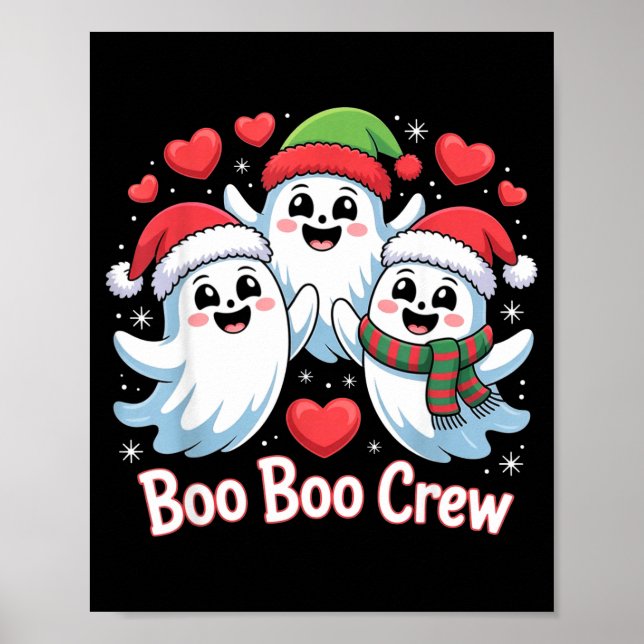 Boo-boo Crew Christmas Ghost Santa Hat Halloween H Poster (Front)