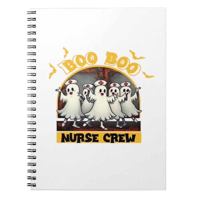 BOO BOO CREW CLASSIC NURSE HALLOWEEN T-SHIRT Overs Notebook (Front)