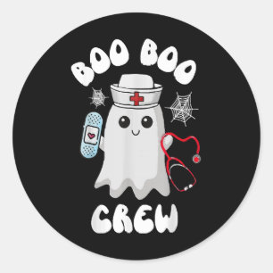 Boo Boo Crew Cute Nurse Ghost Funny Halloween Classic Round Sticker