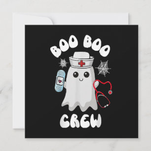 Boo Boo Crew Cute Nurse Ghost Funny Halloween Invitation