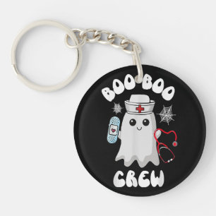 Boo Boo Crew Cute Nurse Ghost Funny Halloween Keychain