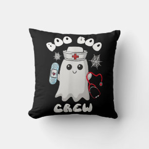 Boo Boo Crew Cute Nurse Ghost Funny Halloween Throw Pillow