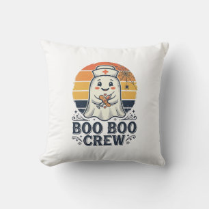 Boo Boo Crew Cute Nurse Ghost Halloween Shirt Desi Throw Pillow