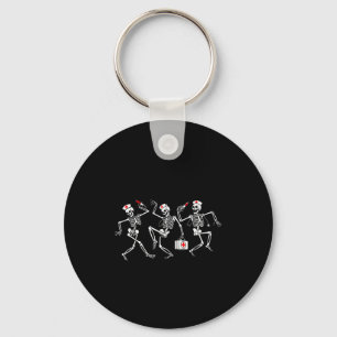 Boo Boo Crew Funny Dancing Skeleton Nurse Squad Ha Keychain