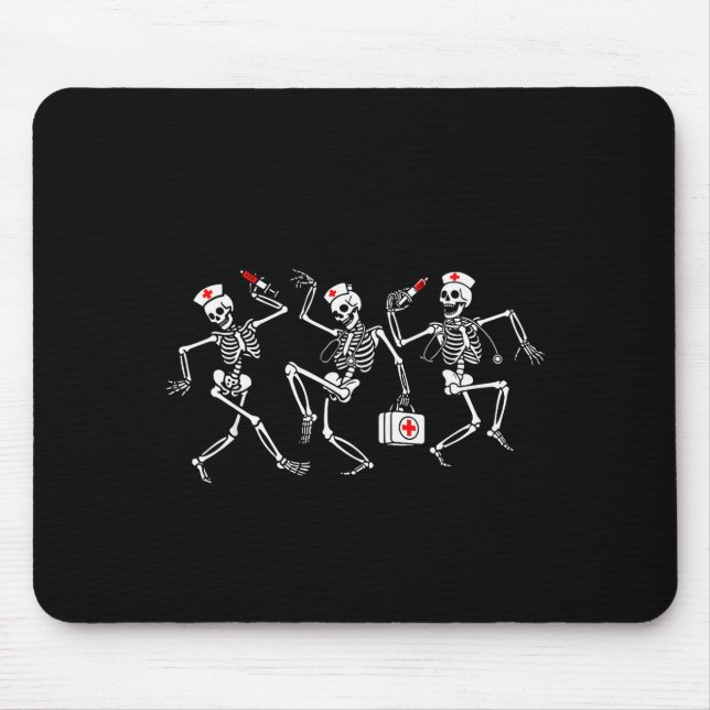 Boo Boo Crew Funny Dancing Skeleton Nurse Squad Ha Mouse Pad (Front)