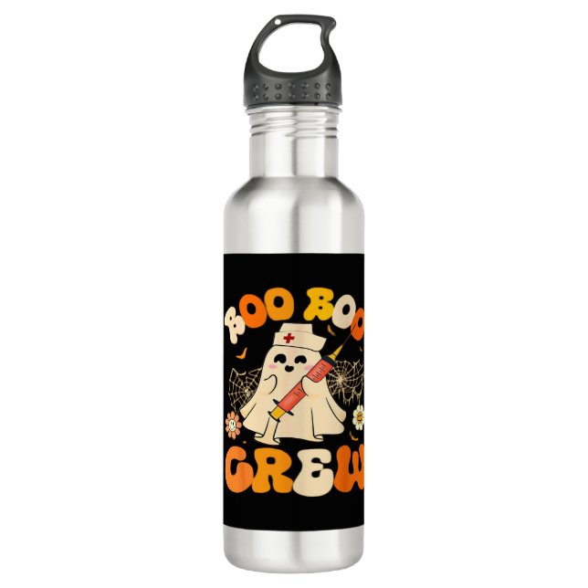 Boo Boo Crew Funny Ghost For Nurse, Retro Hallowee 710 Ml Water Bottle (Front)