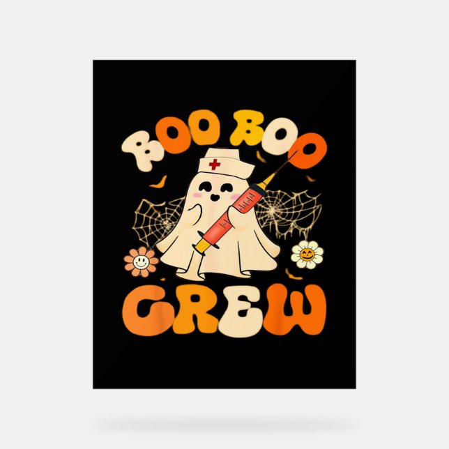 Boo Boo Crew Funny Ghost For Nurse, Retro Hallowee Acrylic Sign (Front)
