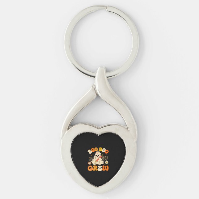 Boo Boo Crew Funny Ghost For Nurse, Retro Hallowee Keychain (Front)