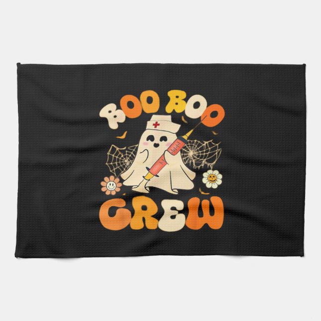 Boo Boo Crew Funny Ghost For Nurse, Retro Hallowee Kitchen Towel (Horizontal)