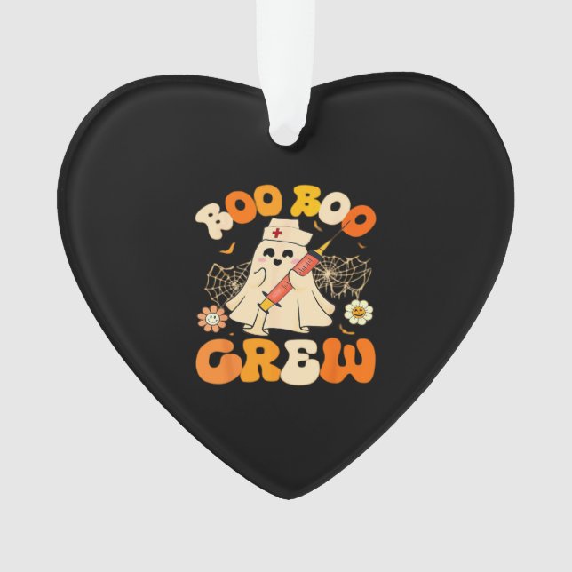 Boo Boo Crew Funny Ghost For Nurse, Retro Hallowee Ornament (Front)