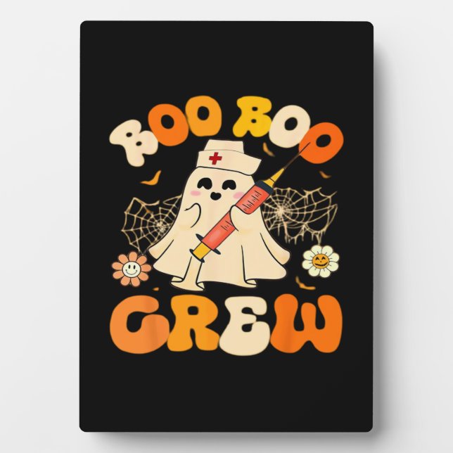 Boo Boo Crew Funny Ghost For Nurse, Retro Hallowee Plaque (Front)