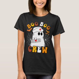 Boo Boo Crew Funny Groovy Nurse Ghost Halloween  T-Shirt