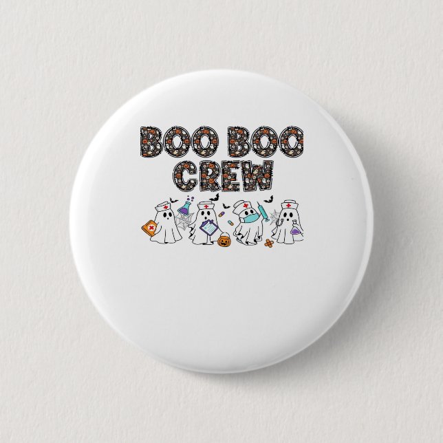 Boo Boo Crew � Funny Halloween Nurse Ghosts Medica 2 Inch Round Button (Front)