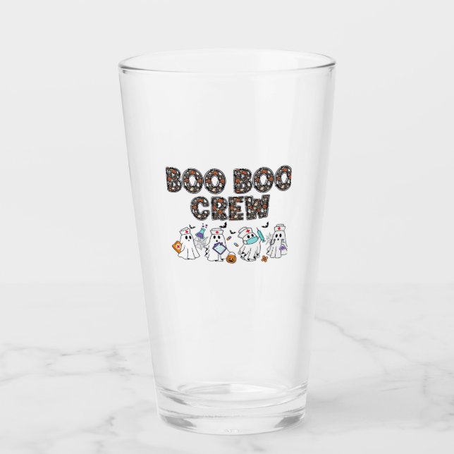 Boo Boo Crew � Funny Halloween Nurse Ghosts Medica Glass (Front)