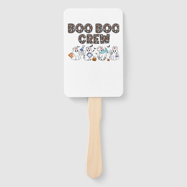 Boo Boo Crew � Funny Halloween Nurse Ghosts Medica Hand Fan (Front)