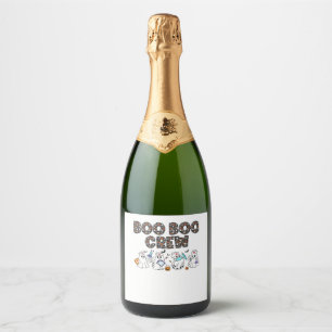 Boo Boo Crew � Funny Halloween Nurse Ghosts Medica Sparkling Wine Label