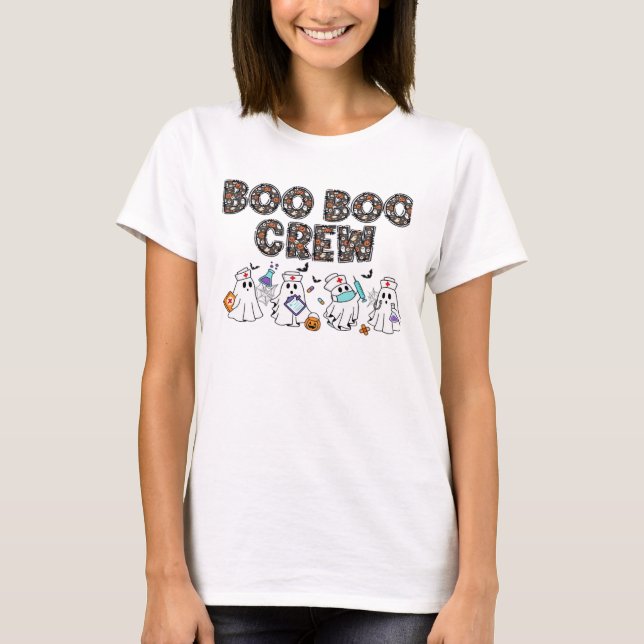 Boo Boo Crew � Funny Halloween Nurse Ghosts Medica T-Shirt (Front)