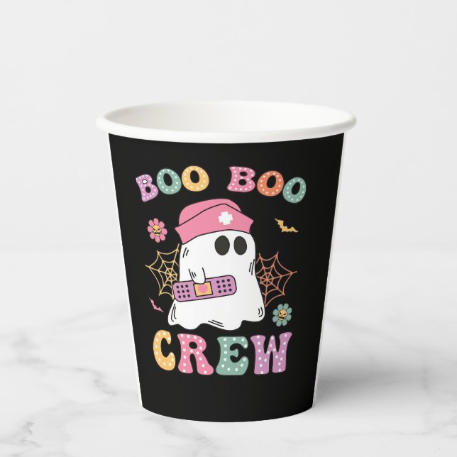 Boo Boo Crew Ghost Nurse Classic T-Shirt Paper Cups (Front)