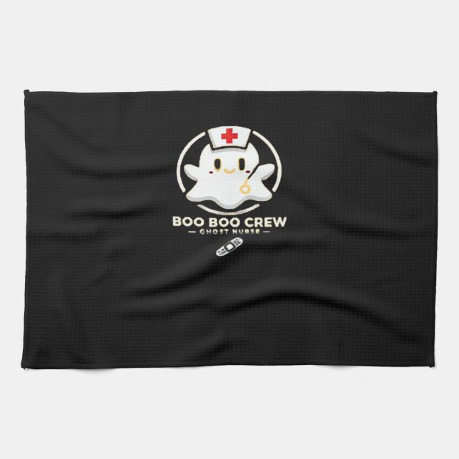 Boo Boo Crew Ghost Nurse - Cute and Spooky Hallowe Kitchen Towel (Horizontal)