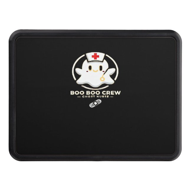 Boo Boo Crew Ghost Nurse - Cute and Spooky Hallowe Trailer Hitch Cover (Front)