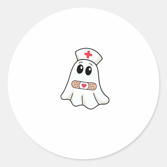 BOO BOO CREW Ghost Nurse Funny Halloween Essential Classic Round Sticker (Front)