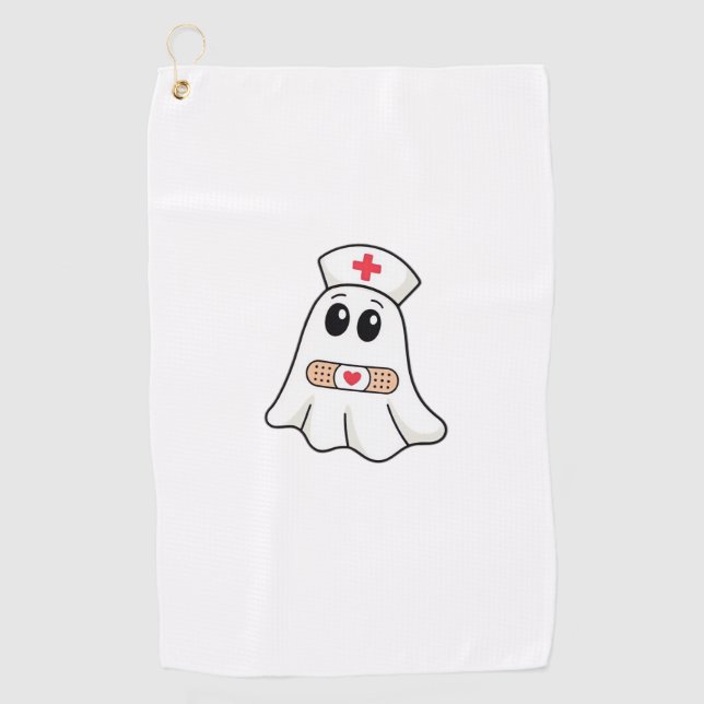 BOO BOO CREW Ghost Nurse Funny Halloween Essential Golf Towel (Front)