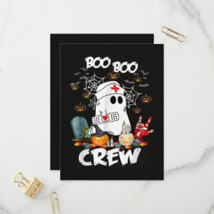 Boo Boo Crew Ghost Nurse Halloween Spooky Invitation Postcard