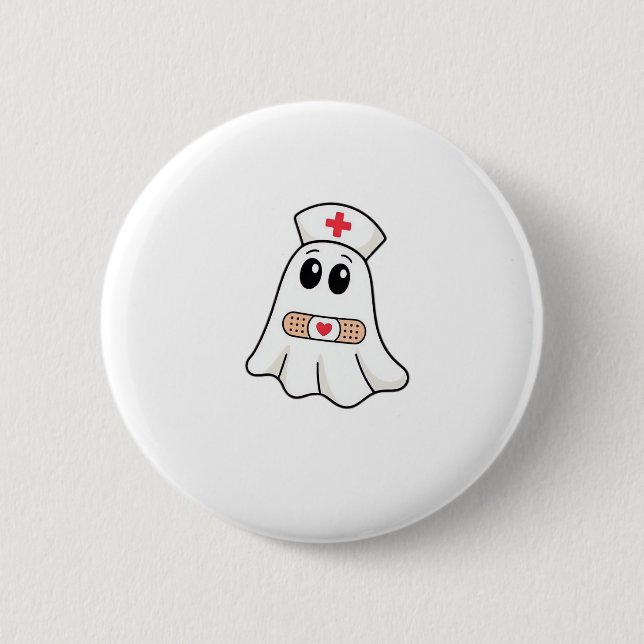 Boo Boo Crew Ghost Nurse Oversized T-Shirt 2 Inch Round Button (Front)