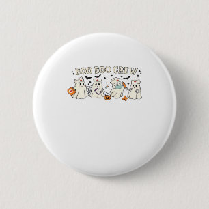 Boo Boo Crew Ghost Nurse Oversized T-Shirt 2 Inch Round Button