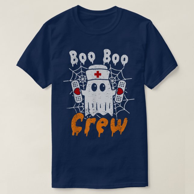 Boo Boo Crew Ghost Nurse Retro Halloween 2022 Nurs T-Shirt (Design Front)