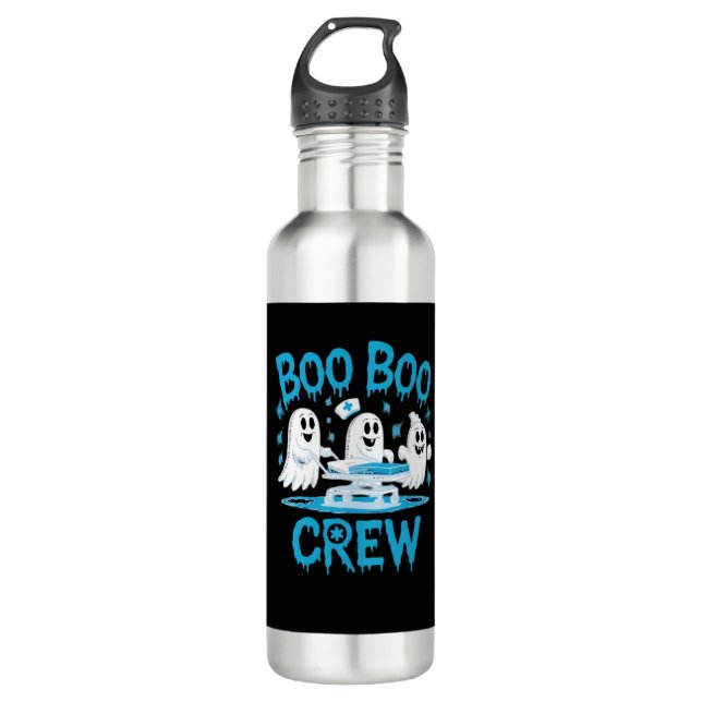 Boo Boo Crew Ghost Paramedic Nurse Halloween Essen 710 Ml Water Bottle (Front)