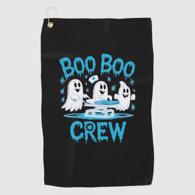 Boo Boo Crew Ghost Paramedic Nurse Halloween Essen Golf Towel (Front)