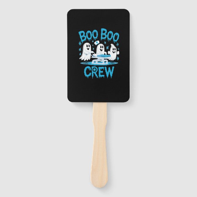 Boo Boo Crew Ghost Paramedic Nurse Halloween Essen Hand Fan (Front)