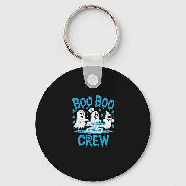Boo Boo Crew Ghost Paramedic Nurse Halloween Essen Keychain (Front)