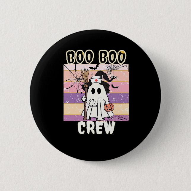 Boo Boo Crew Halloween Ghost Nurse Essential T-Shi 2 Inch Round Button (Front)