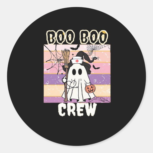 Boo Boo Crew Halloween Ghost Nurse Essential T-Shi Classic Round Sticker (Front)