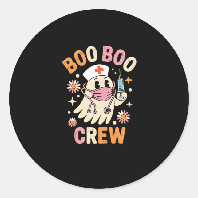 Boo Boo Crew Halloween Ghost Nurse Essential T-Shi Classic Round Sticker (Front)