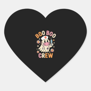 Boo Boo Crew Halloween Ghost Nurse Essential T-Shi Heart Sticker