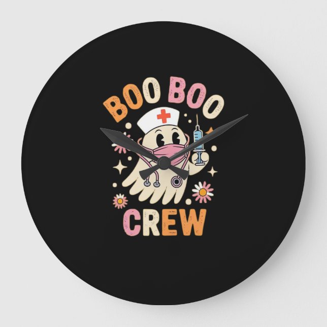 Boo Boo Crew Halloween Ghost Nurse Essential T-Shi Large Clock (Front)
