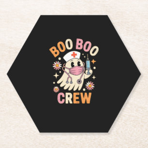 Boo Boo Crew Halloween Ghost Nurse Essential T-Shi Paper Coaster