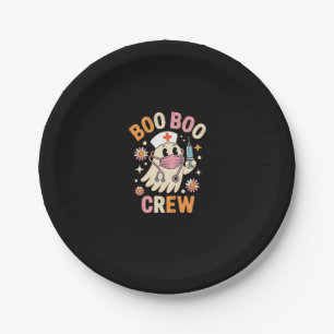 Boo Boo Crew Halloween Ghost Nurse Essential T-Shi Paper Plate