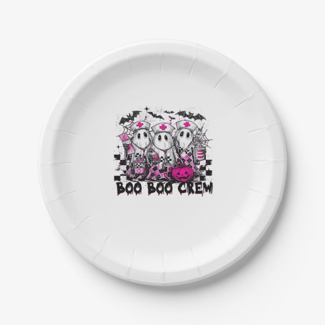 Boo Boo Crew Halloween Nurse Classic T-Shirt Paper Plate (Front)