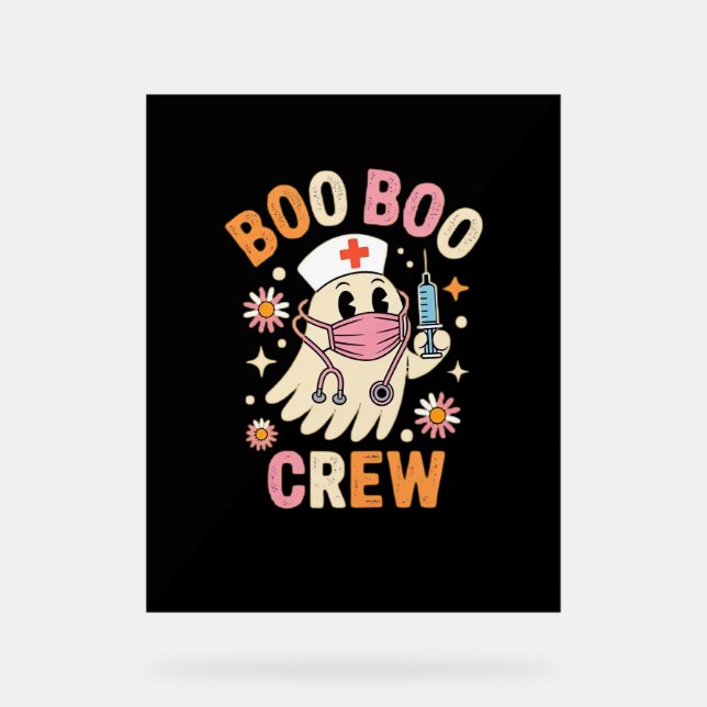 Boo Boo Crew Halloween Nurse Essential T-Shirt Acrylic Sign (Front)