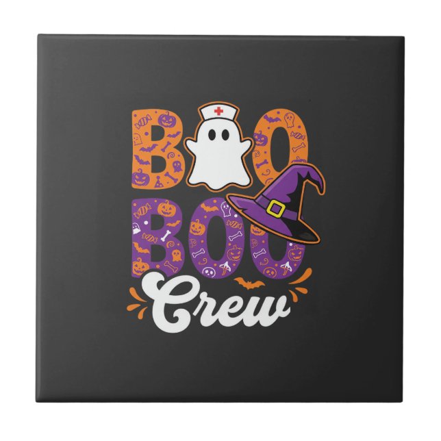 Boo Boo Crew Halloween Nurse Ghost Design Tile (Front)