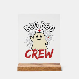 Boo Boo Crew Halloween Nurse Ghost Vintage Design_ Acrylic Sign