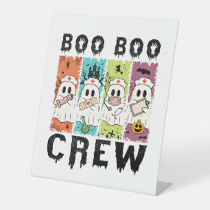 Boo Boo Crew Halloween Nurse Pedestal Sign