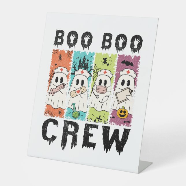 Boo Boo Crew Halloween Nurse Pedestal Sign (Front)