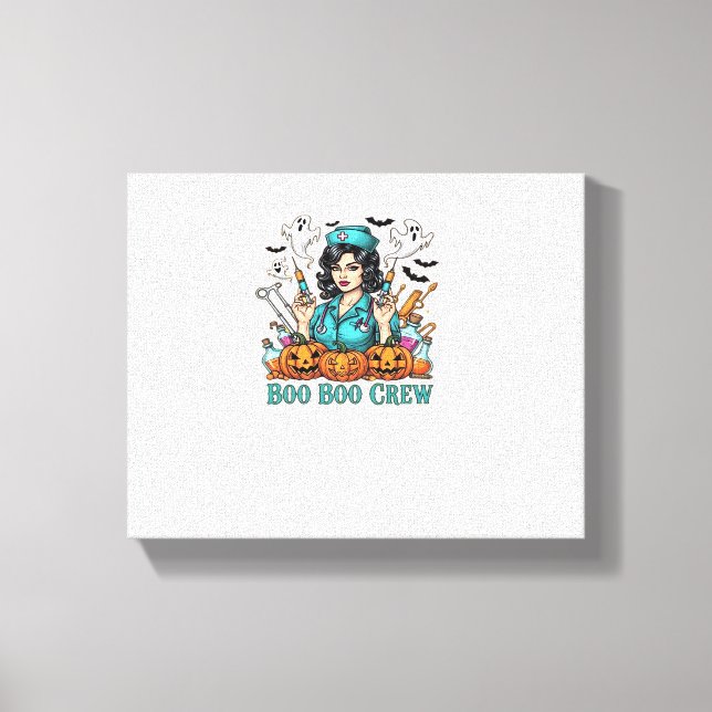 Boo Boo Crew Halloween Nurse with Syringes and Pum Canvas Print (Front)